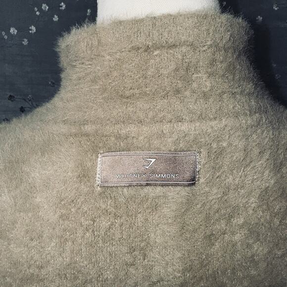 GYMSHARK X Whitney Simmons Small Beige Brown Zip Eyelash Knit Cropped Jacket Fur - Picture 6 of 11